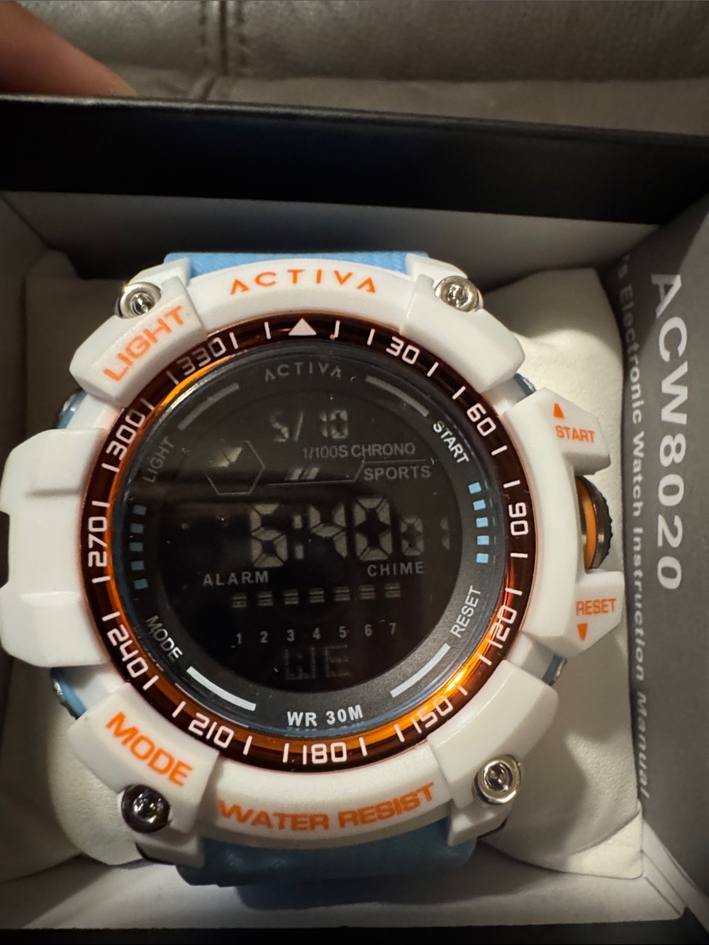 Invicta White and Blue Digital Sport Watch with Orange Accents